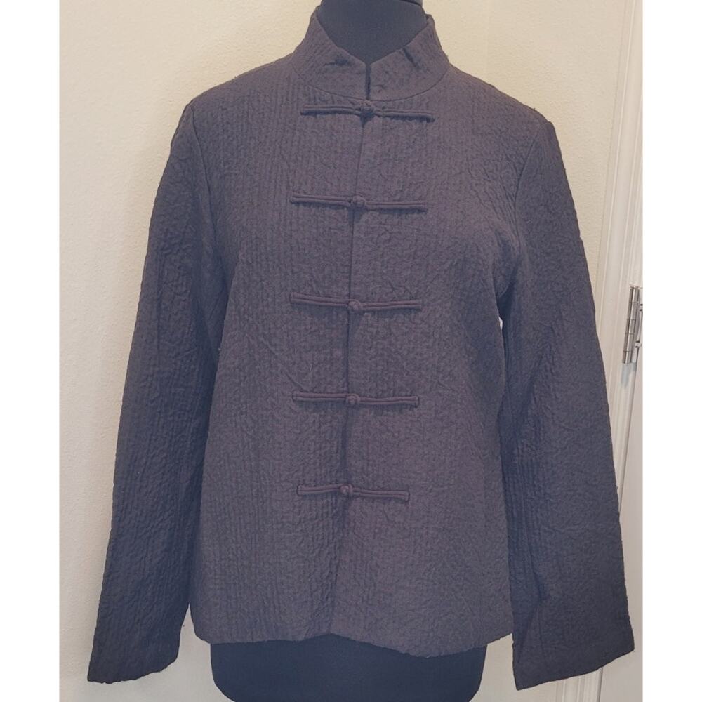 Eileen Fisher Quilted Jacket Brown Frog Button M
